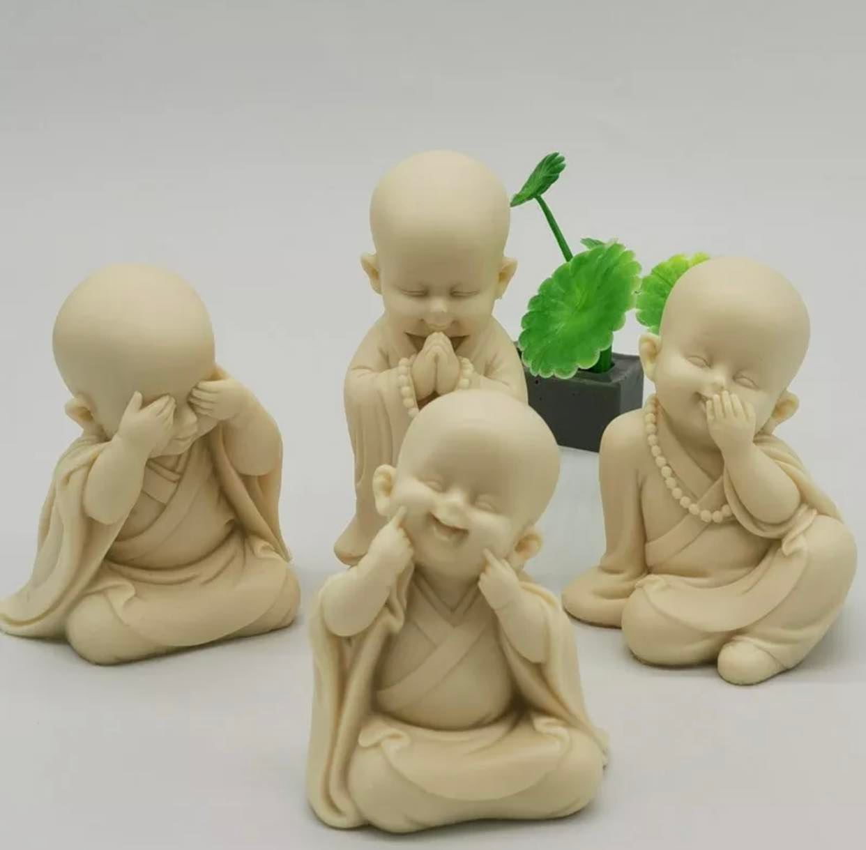 Set of 4 Happy Monks